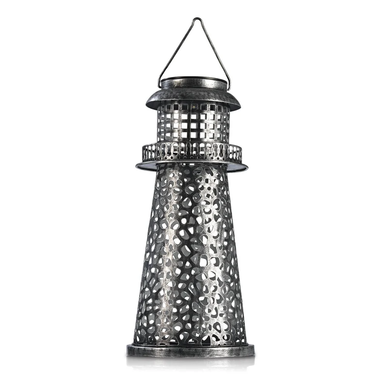 Solar-Leuchte Leuchtturm - silber