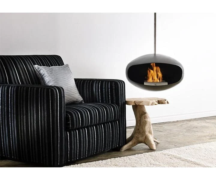 Bioethanol Kamin Cocoon Aeris - Schwarz mit Edelstahlstange