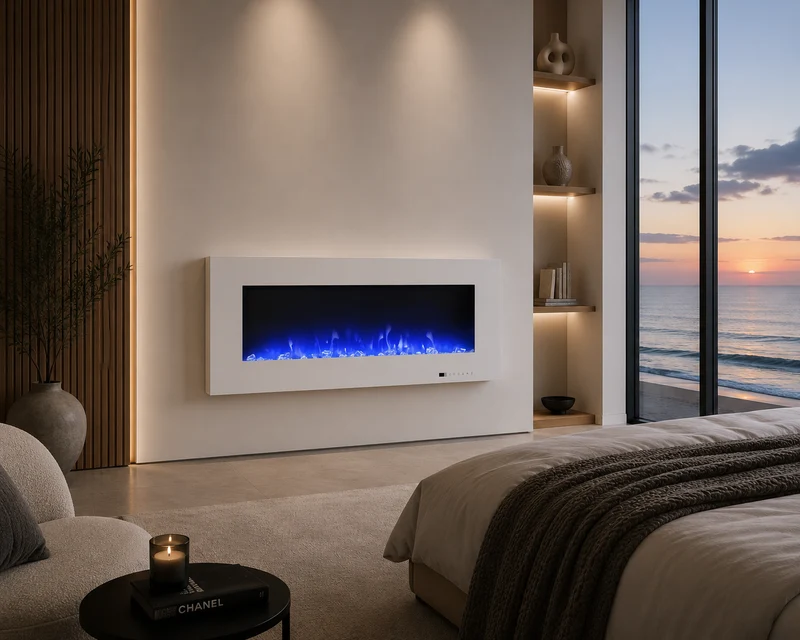 Azurite 127 cm - Elektrowandkamin Weiß