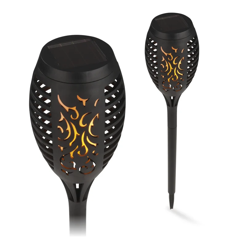 Solar-Fackel LED mit Tageslichtsensor - 2er-Set - schwarz