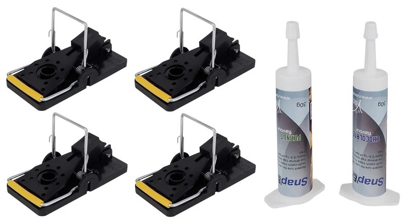 Mausefalle | Pestify-Mäuseschlagfallen-4er Set Schlagfalle, Lockstoff Snap’Em Schokolade und Erdnuss
