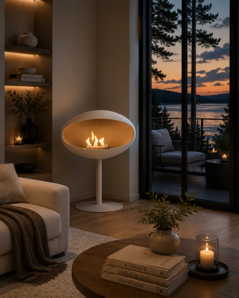 Bioethanol Kamin Cocoon Pedestal - Weiß