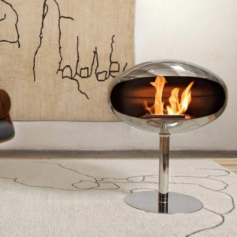 Bioethanol Kamin Cocoon Pedestal Polierter Stahl