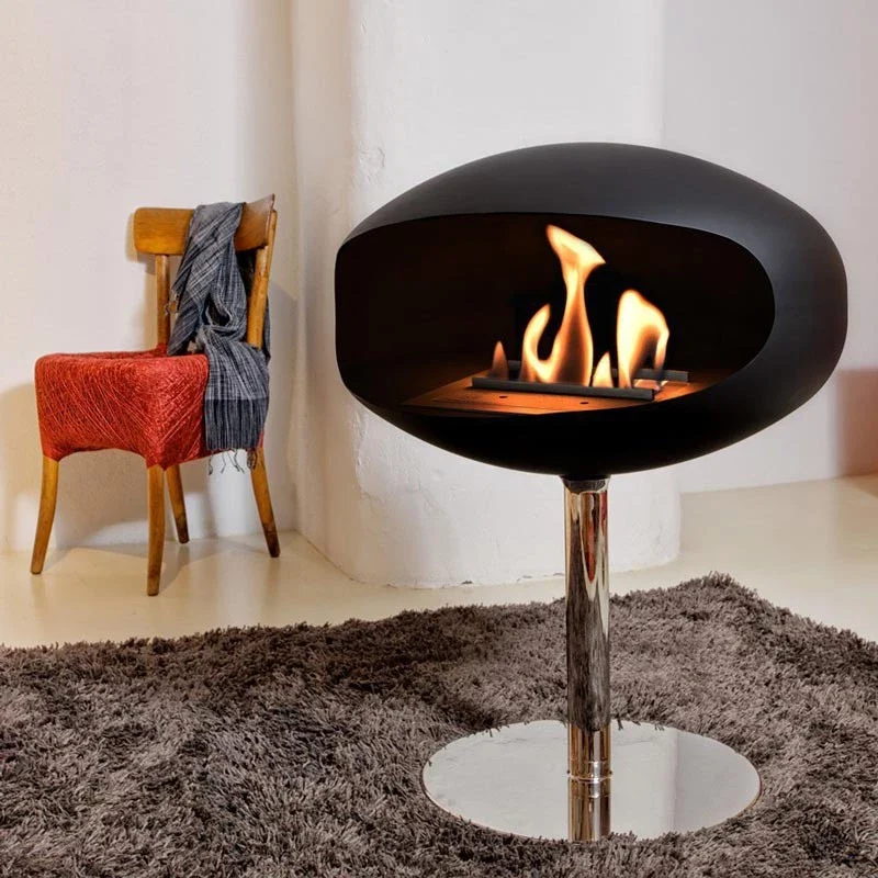 Bioethanol Kamin Cocoon Pedestal - Schwarz/Edelstahl Pedestal
