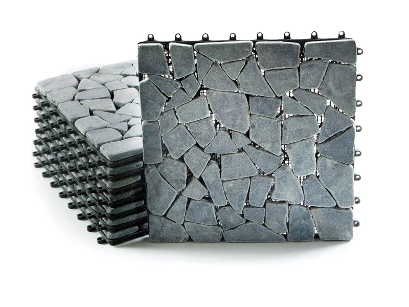 Stone Serenity: Naturstein Klickfliese Grau 1m2