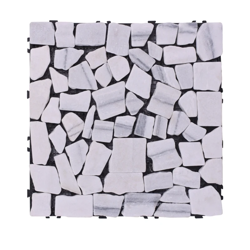 Stone Serenity: Naturstein Klickfliese Weiss 1m2
