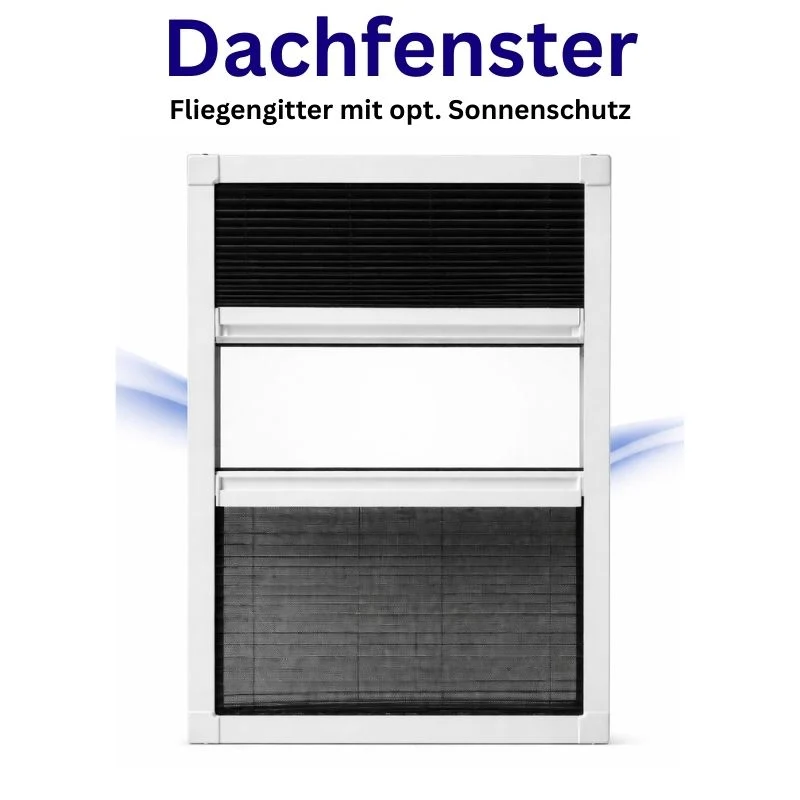 Insektenschutz Plissee für Dachfenster – optional mit Sonnenschutz (schrauben oder kleben)