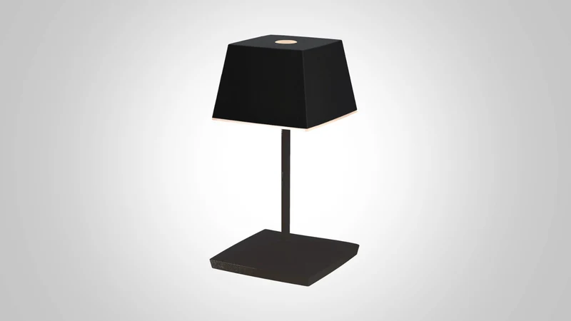 Dimmbare Akku-Tischlampe mit Acrylkranz, in schwarz mit Farbwechselfunktion, inkl. Ladebasis TL3ES