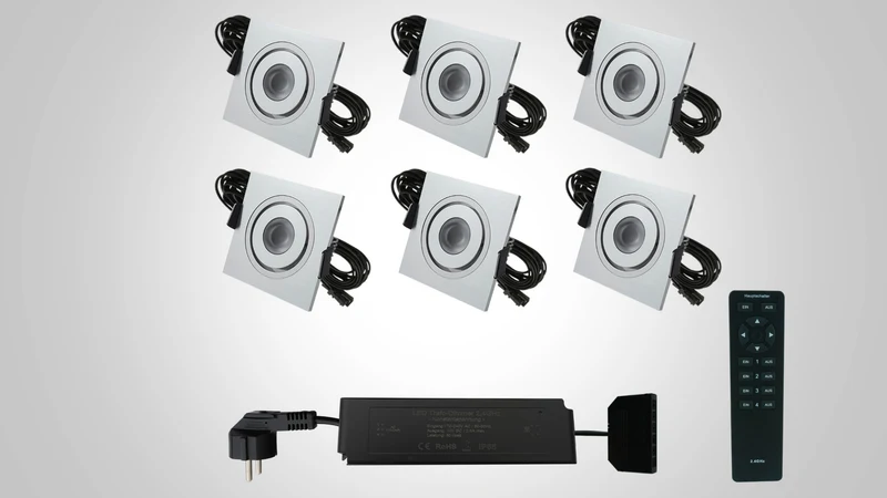 FLEX 3WATT KOMPLETTSET MIT SCHWENKBAREN MIKROEINBAUSTRAHLERN (1-4 ZONEN) ALUMINIUM&ECKIG