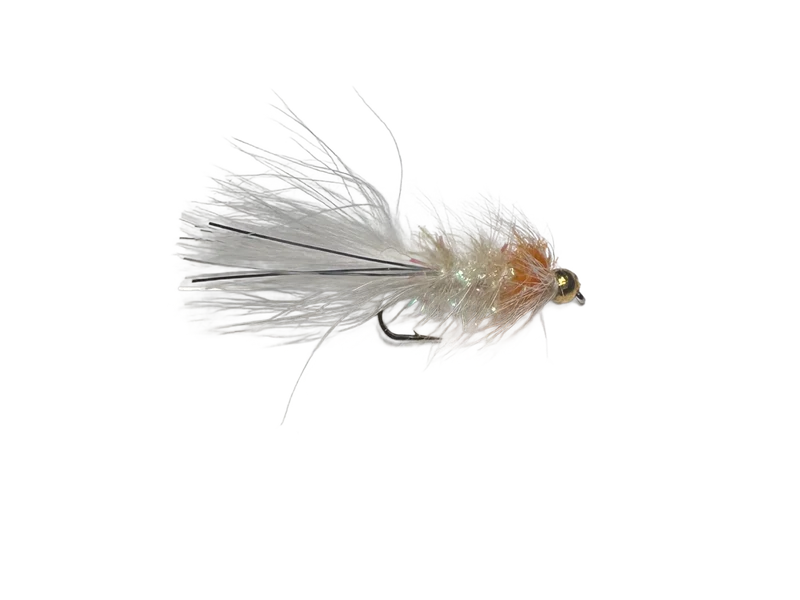 Catch's Beadhead Crystal Bugger, White Hotspot Orange
