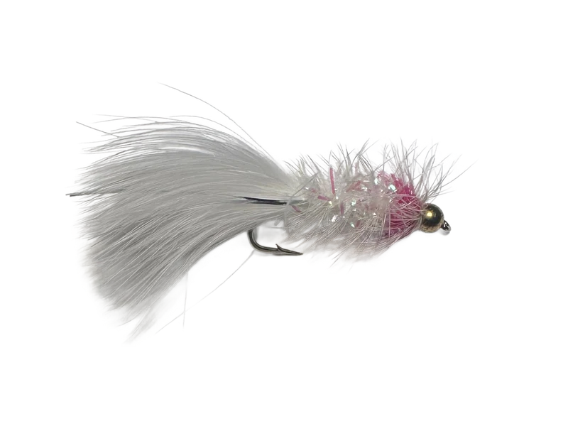 Catch's Beadhead Crystal Bugger, White Hotspot Pink