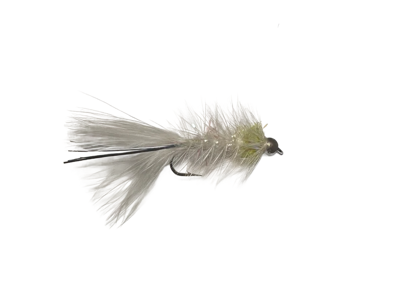 Catch's Beadhead Crystal Bugger, White Hotspot Chartreuse