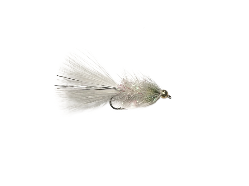 Catch's Beadhead Crystal Bugger, White Hotspot Olive