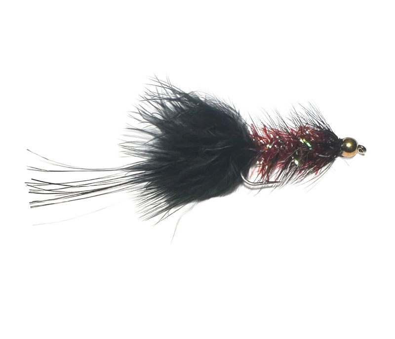 Catch's Beadhead Crystal Bugger, Black/Red Silver