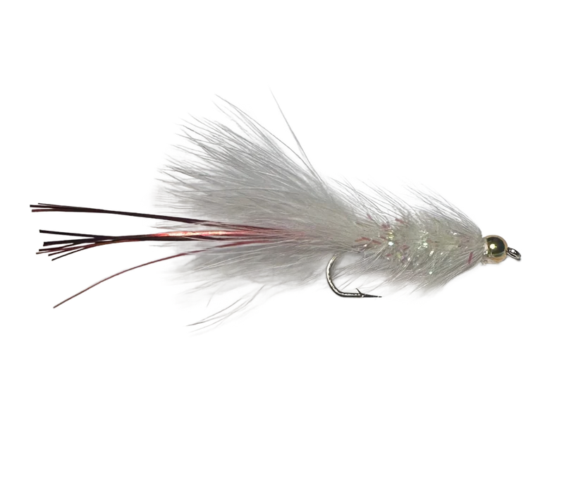 Catch's Beadhead Crystal Bugger, White/White Red| Size - 6