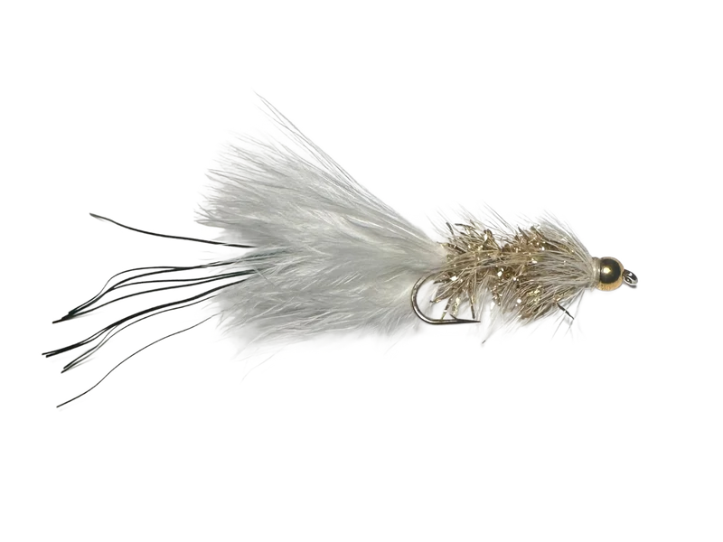 Catch's Beadhead Crystal Bugger, White/Gold Olive| Size - 6