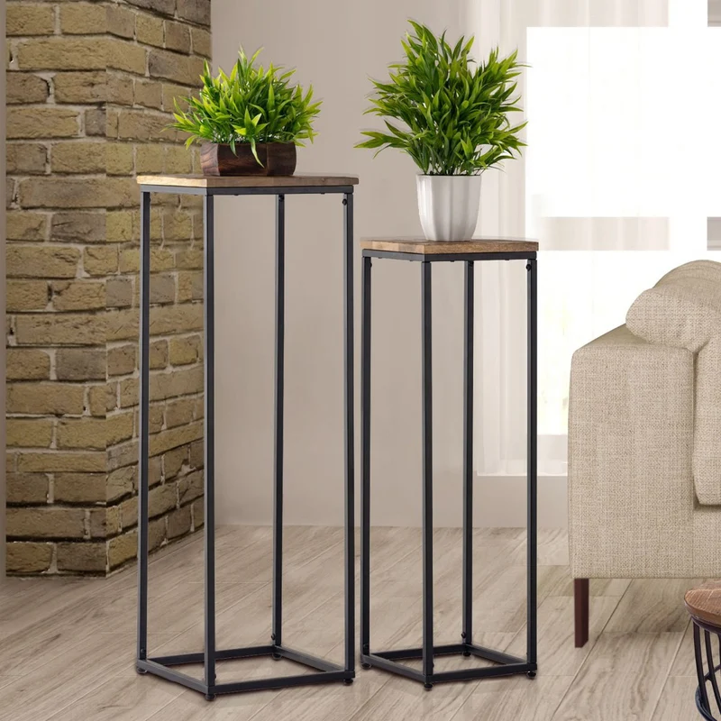 Blumensäulen set - 25 x 20 x 78 u. 67 cm - Blumen Hocker Pflanzenständer quadratisch