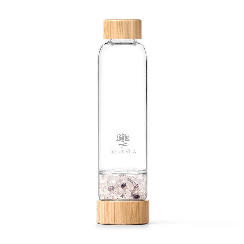 Lotus Vita - Glastrinkflasche mit Kristallfach – Edel & Energetisierend