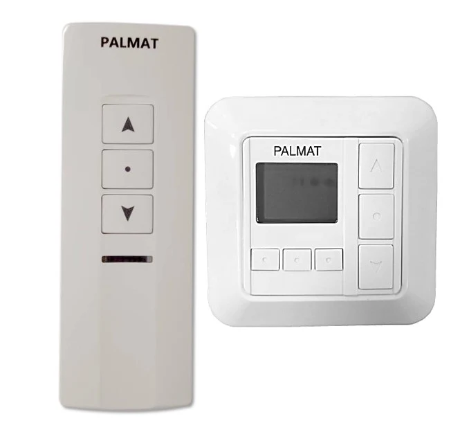 PALMAT Push Button Wall Timer with Receiver for Roller Shutter and 1 Channel Remote Control