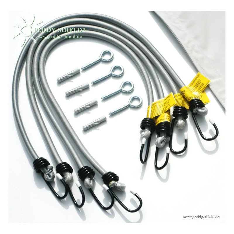 Dauerelastische Spanngurte für konkave Sonnensegel – 3er- oder 4er-Set (Peddy Shield)