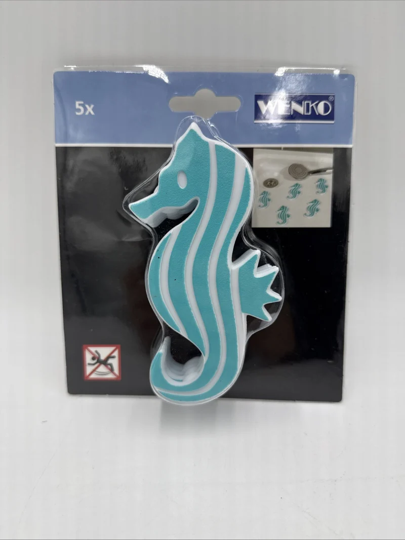 WENKO Anti-Rutsch-Sticker Seepferdchen, Türkis, 12.5 x 7 cm