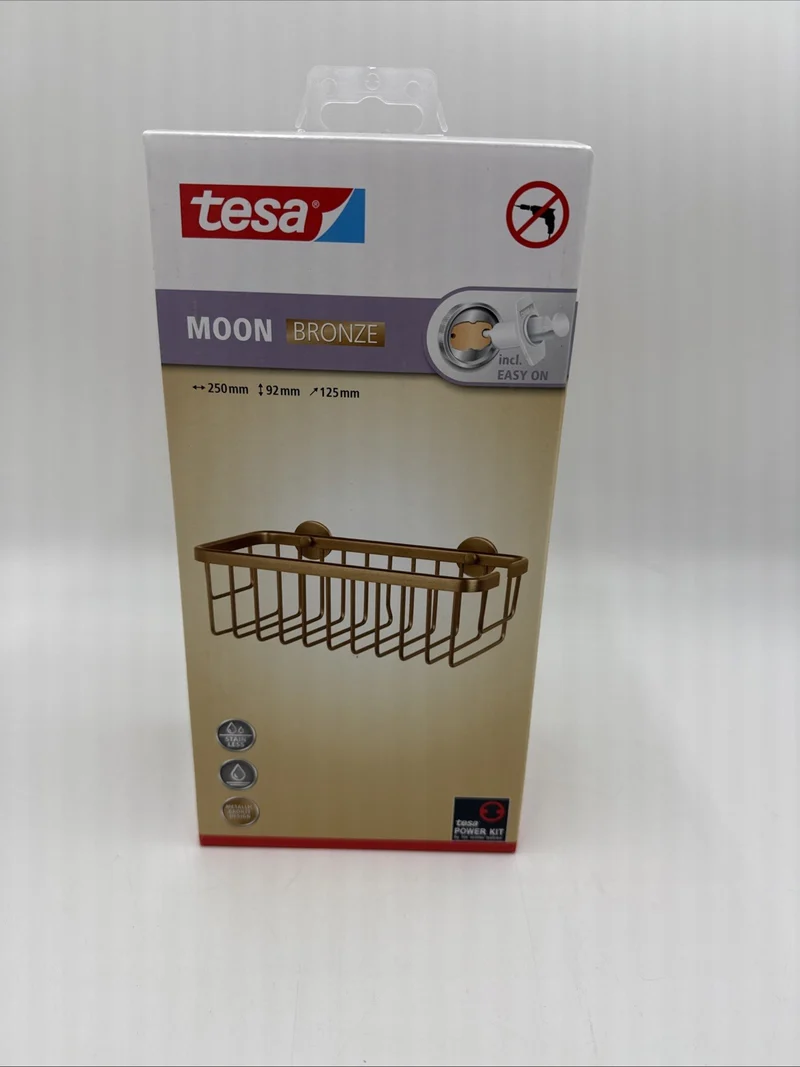 tesa MOON Duschablage selbstklebendes Duschregal - 92 x 250 x 125 mm, Bronze