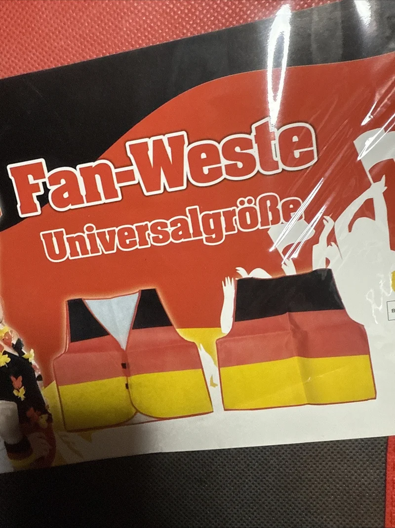 Deutschland Fan Weste EM WM Fanartikel Party Fahne Flagge Kostüm Jacke