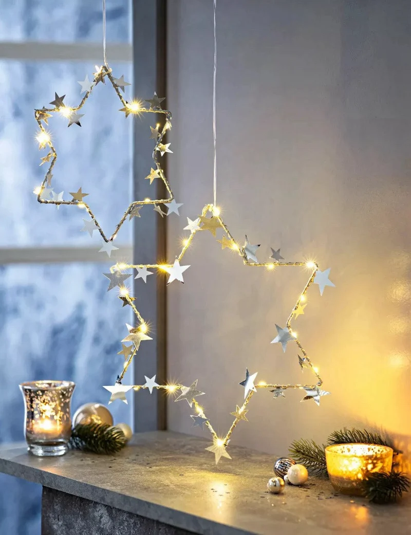 LED-Hängedeko "Sternenzauber", 2er Set LED Advent Deko Weihnachten Dekoration