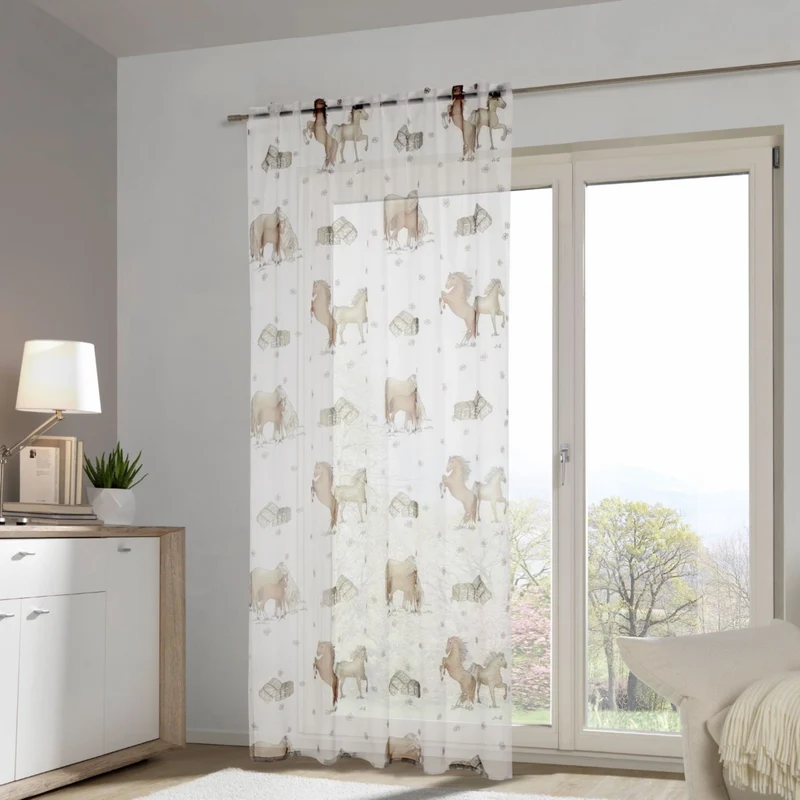 Fertigschal verdeckte Schlaufen "Pferde" - Kinderzimmer Vorhang 255x135cm