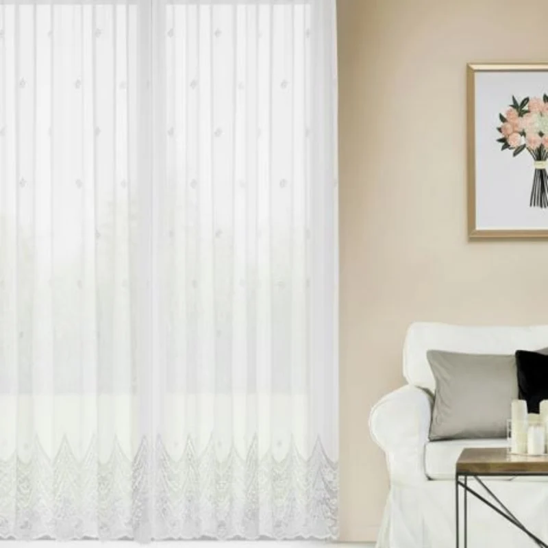 Jacquard Langstore weiß 245x600 cm- Fertiggardine von Albani