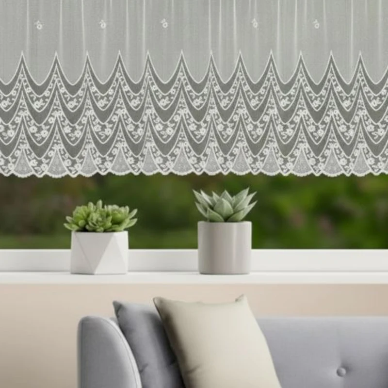 Jacquard Blumenfensterstore weiß - Gardine von Albani
