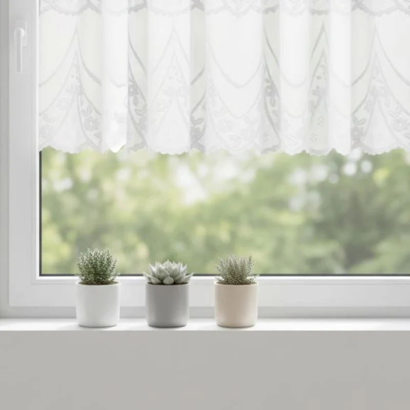 Jacquard Panneau „Floral" weiß - Scheibengardine von Albani