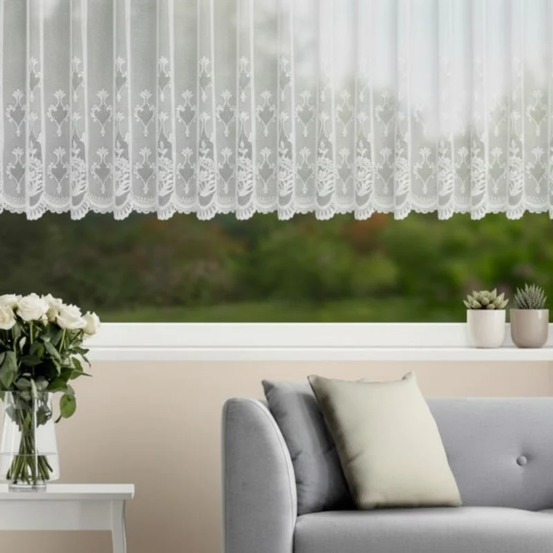 Fensterstore Jacquard weiß mit Faltenband - moderne Fensterdeko von Albani