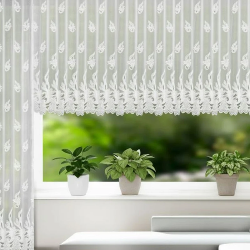 Fertigstore "Blumenfenster" weiß - Gardinen mit Faltenband von Albani