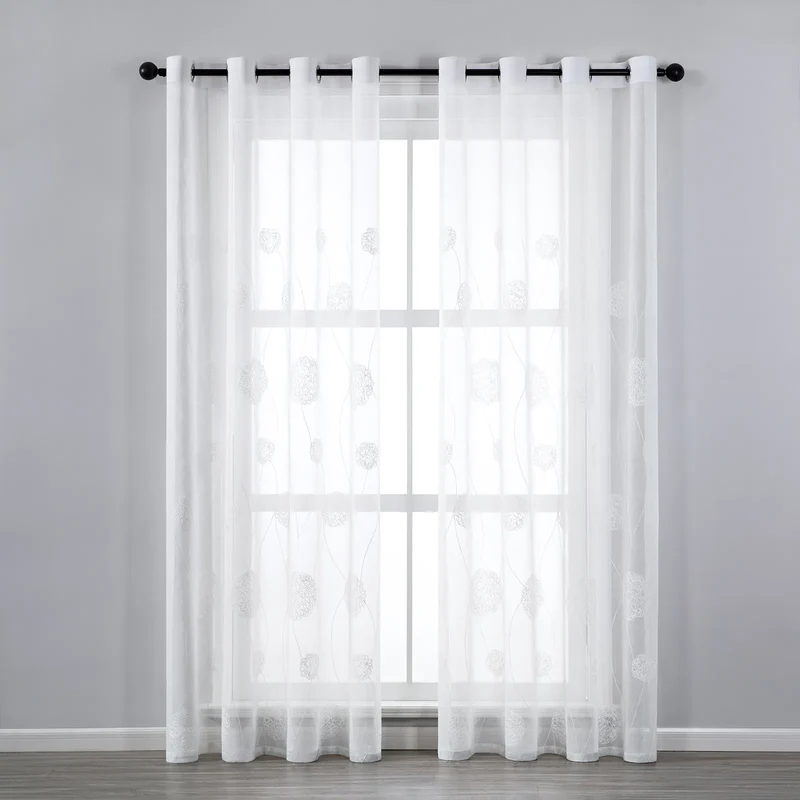 Transparente Gardine mit Stickerei – 2er Set, 140 cm Breite