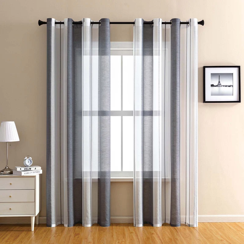 Transparente Gardine mit Streifenmuster – 2er Set, 140 cm Breite