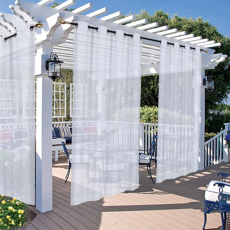 Outdoor Gardine wasserdicht – Transparenter Voile für Terrasse und Garten, 6 Farben