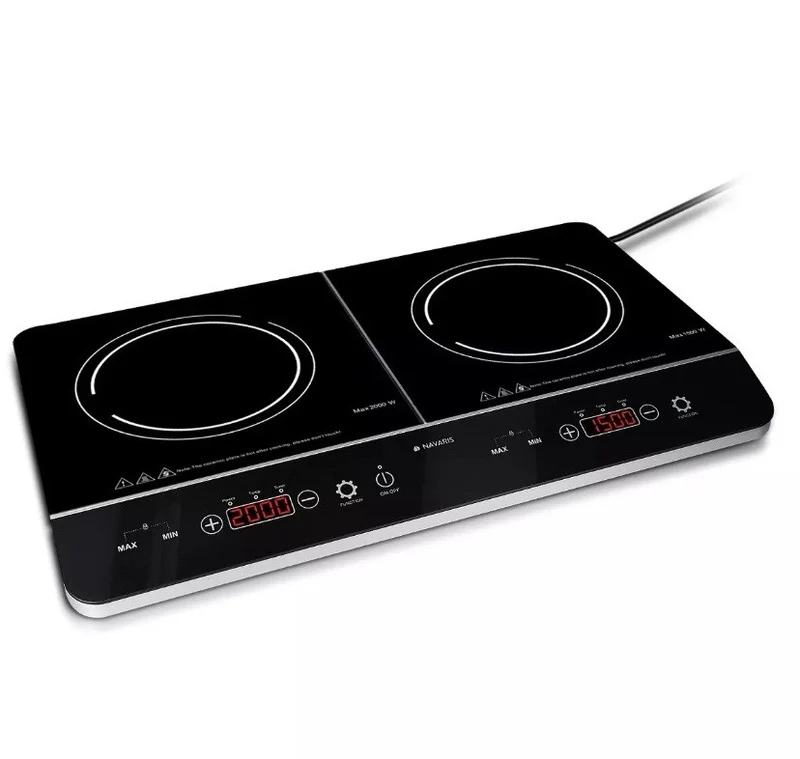 Doppel Induktionskochplatte 3500W 2 Kochfelder Timer Touch Display Topferkennung