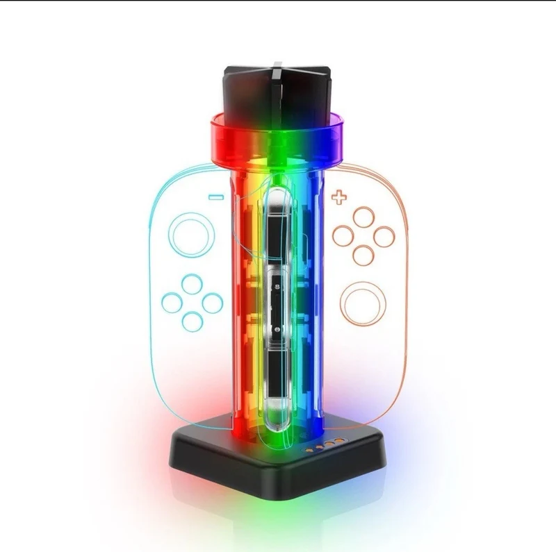 Ladestation für Nintendo Switch 2mit 4 Controller Ports und RGB Licht Funktionen