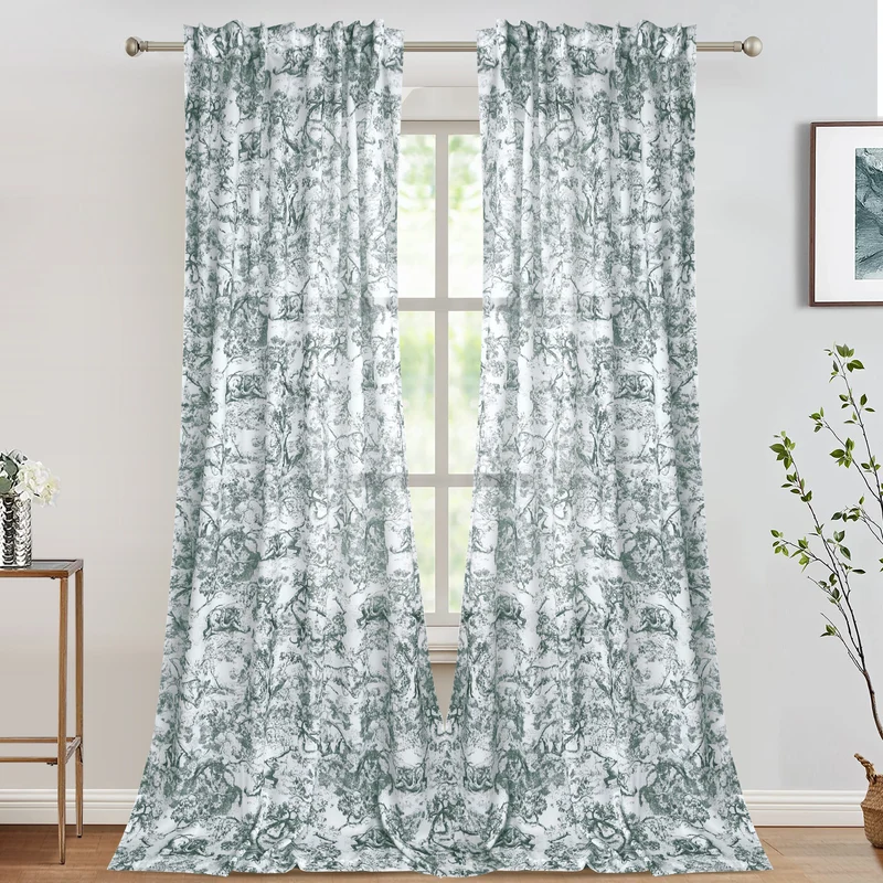 Dschungel Motiv Transparente Gardine Grau