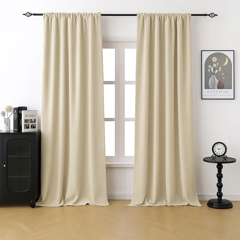 Verdunkelungsvorhang aus Chenille-Jacquard nach Maß · Nero