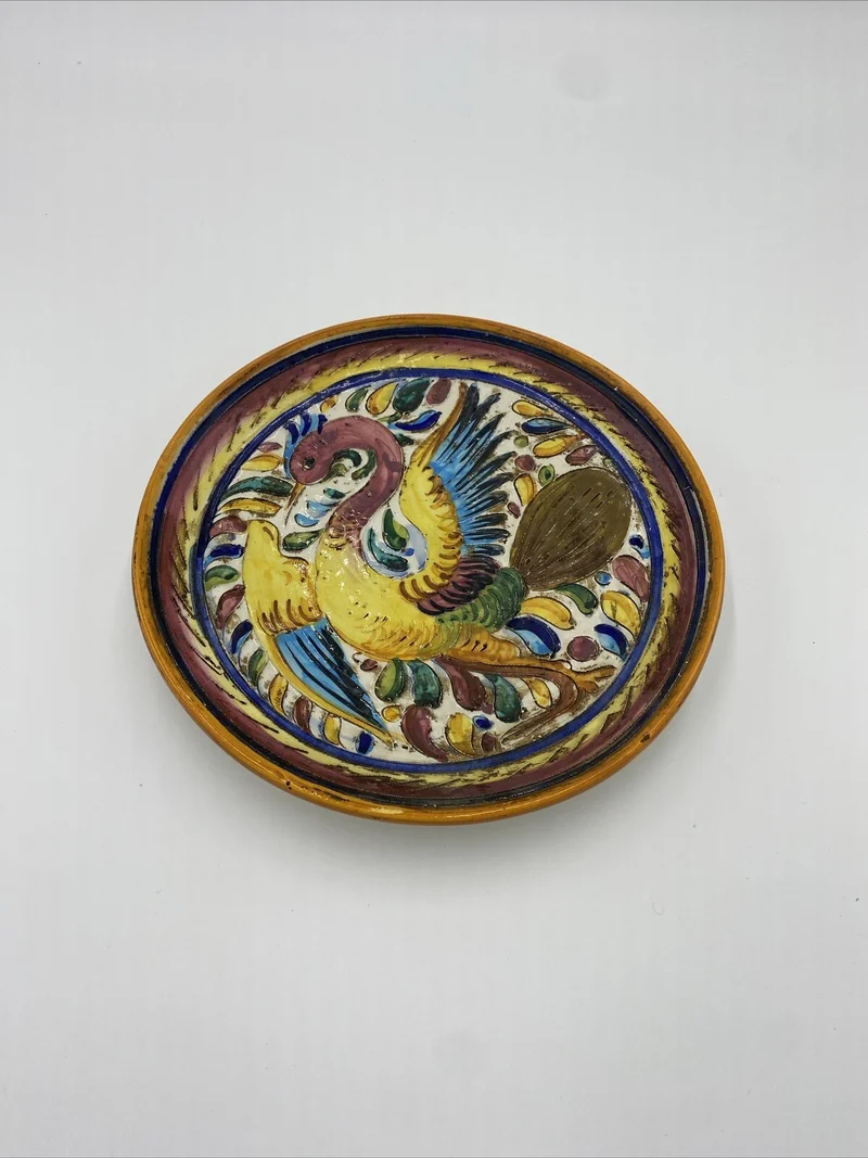 Keramik Wandteller ca. 26,5 cm Durchmesser Motiv Vogel