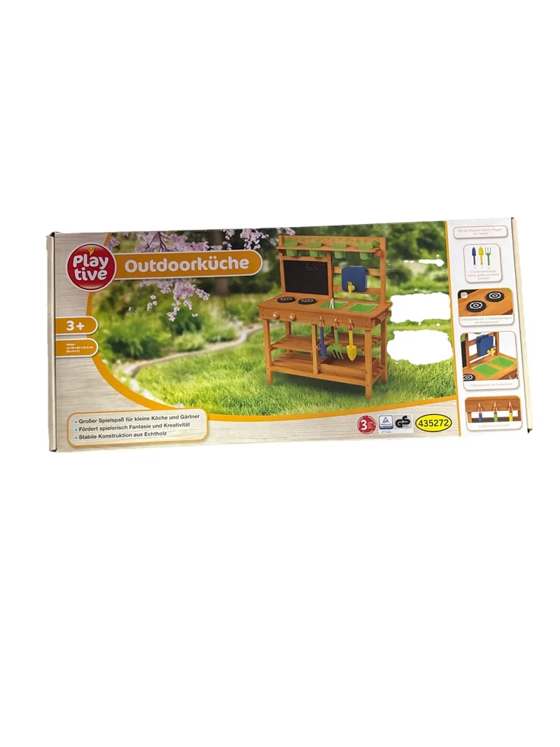 Playtive Outdoorküche für Kinder, Spielküche aus Echtholz