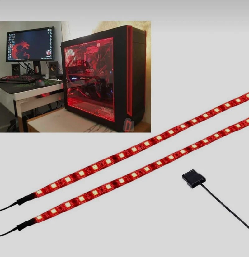 Miwatt LED Streifen Set 2×30 cm Rot | SMD 5050 | 12V | Magnetisch | Neu