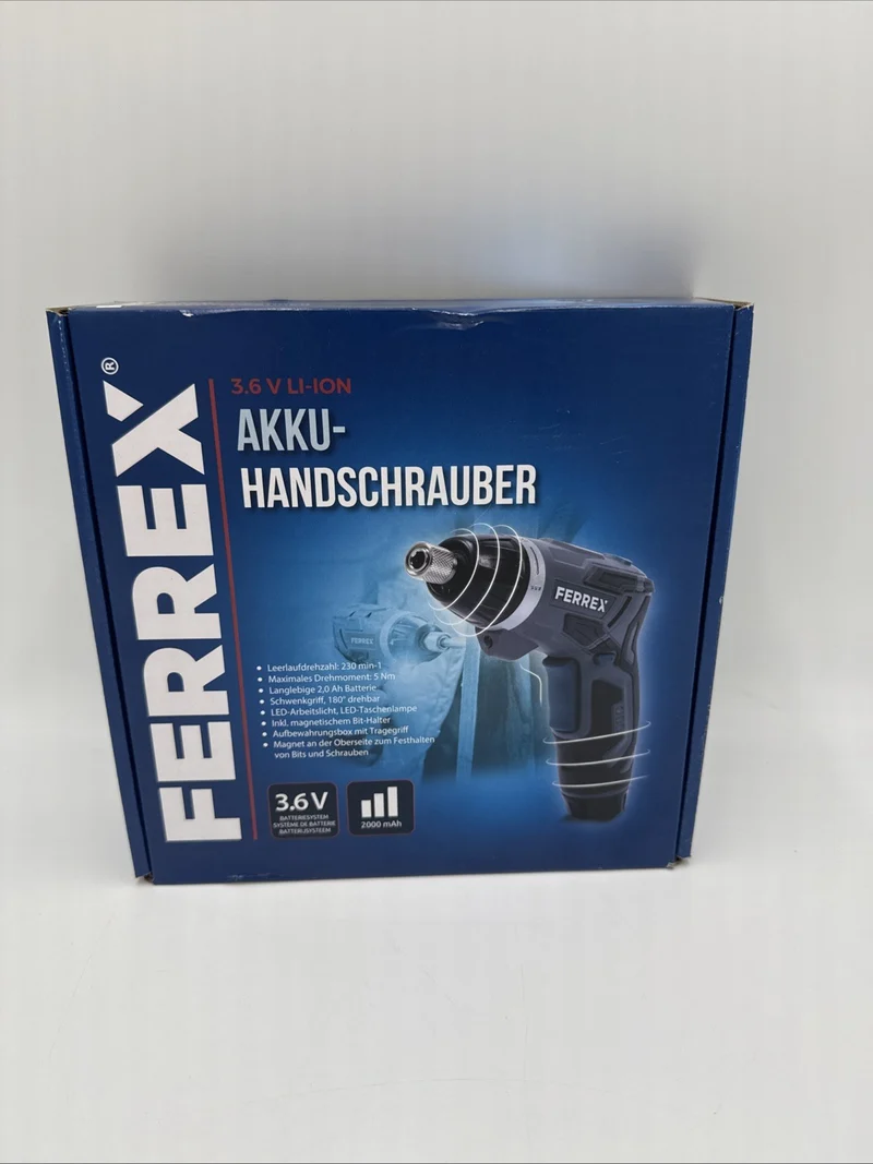 Ferrex Akku-Akku-Schrauber 3.6V LI-ION 2000 mAh mit integrierter Taschenlampe