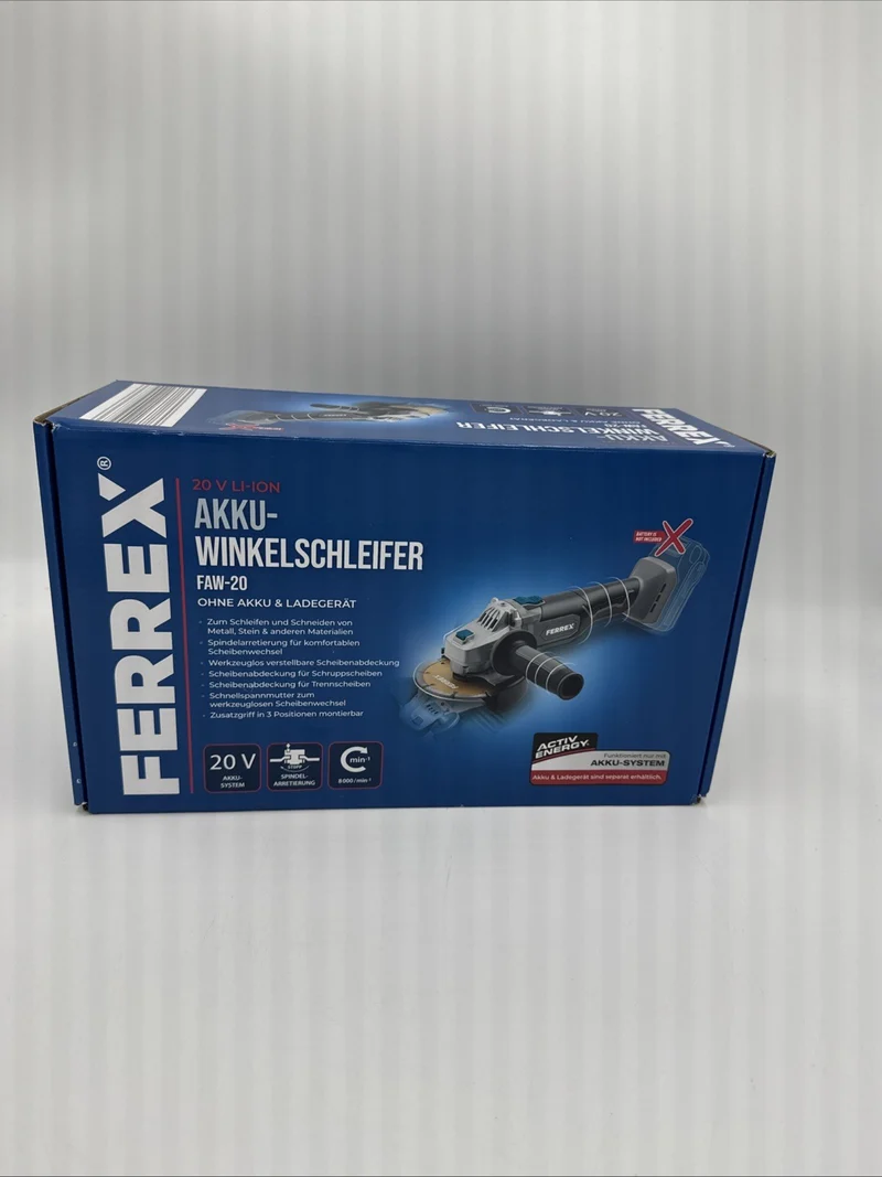 FERREX Akku Winkelschleifer FAW-20 Zusatzgriff Softgriff ohne Akku & Ladegerät