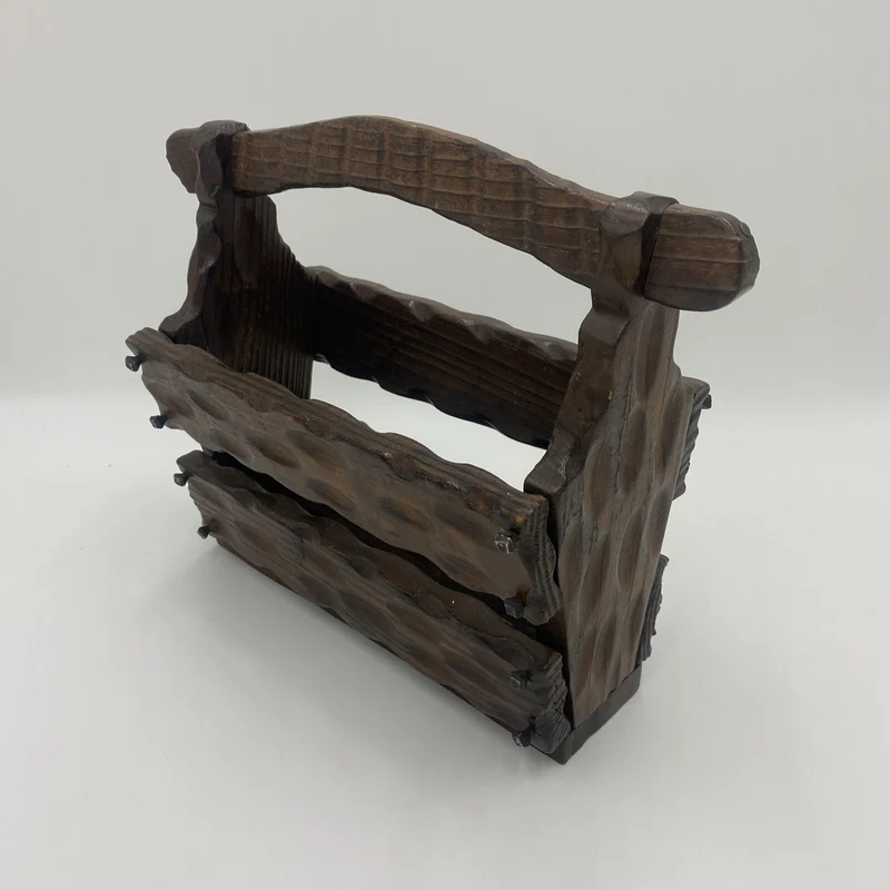 Rustikaler Zeitungsständer massiv Holz Vintage