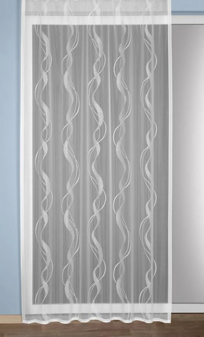 Fertigstore "Wave" weiß mit Kombiband - Jacquard Gardine von Albani
