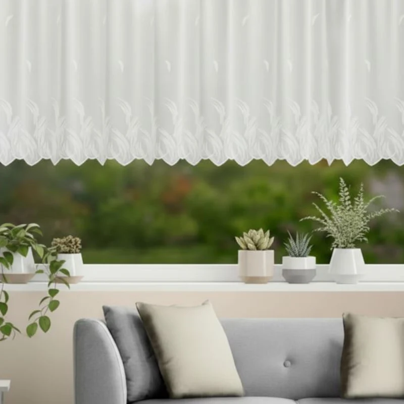 Jacquard Blumenfensterstore "Gräser" weiß - Fertigstore von Albani