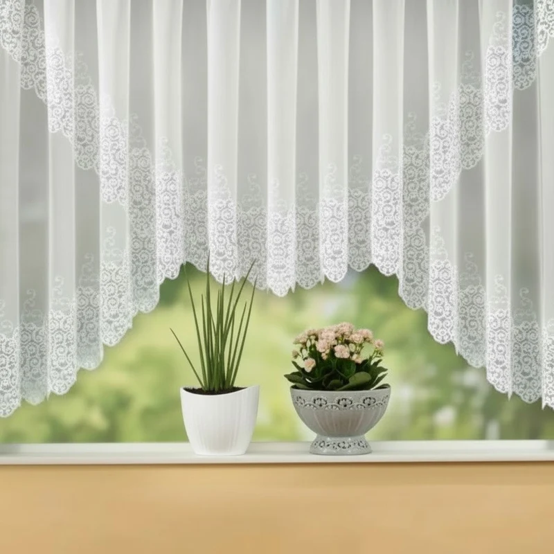 Fensterstore "Conrad" weiß mit Kräuselband 145 x 300 cm- Kuvertstore von Albani